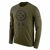 Men's Pittsburgh Steelers Nike Salute to Service Sideline Legend Performance Long Sleeve T-Shirt Olive,baseball caps,new era cap wholesale,wholesale hats